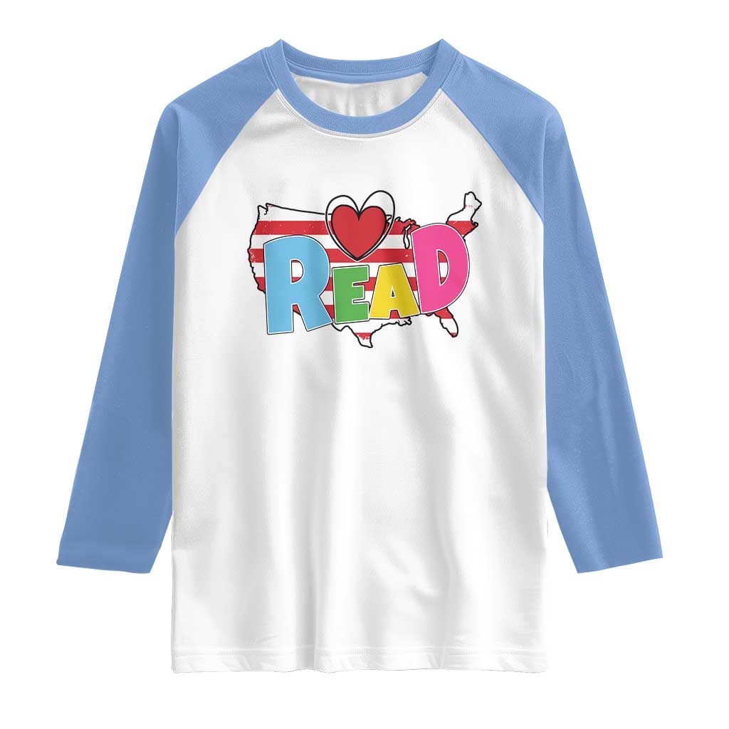 Read Lover America Map Raglan Shirt National Reading Month Bookish Book Lovers