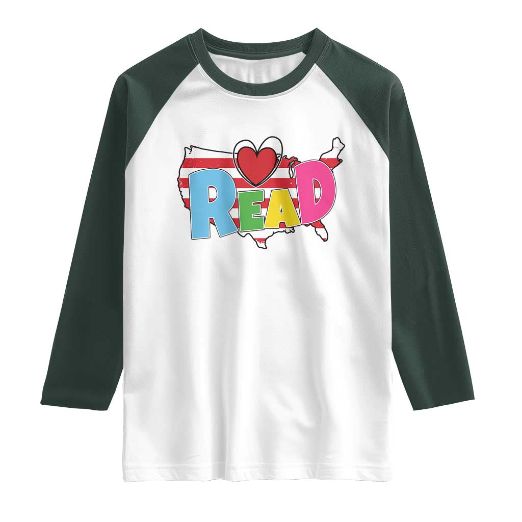 Read Lover America Map Raglan Shirt National Reading Month Bookish Book Lovers