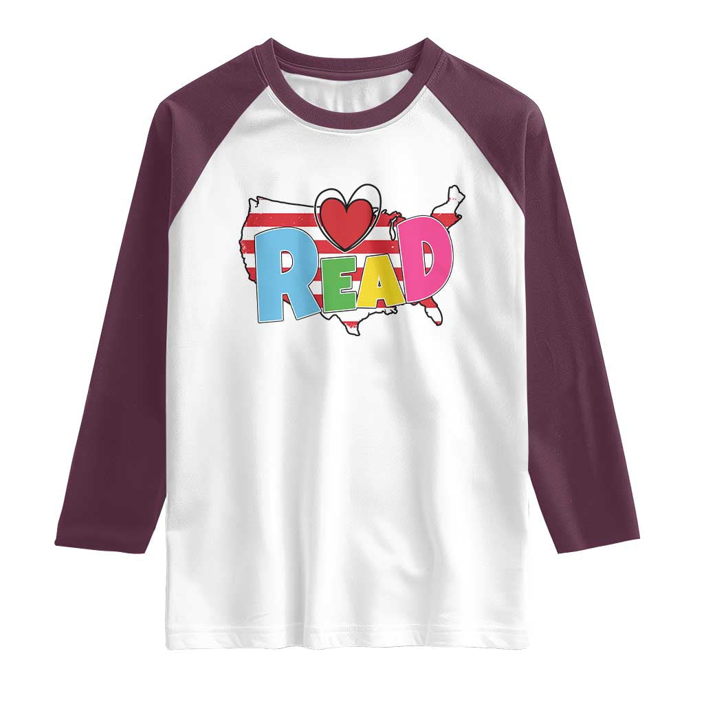 Read Lover America Map Raglan Shirt National Reading Month Bookish Book Lovers