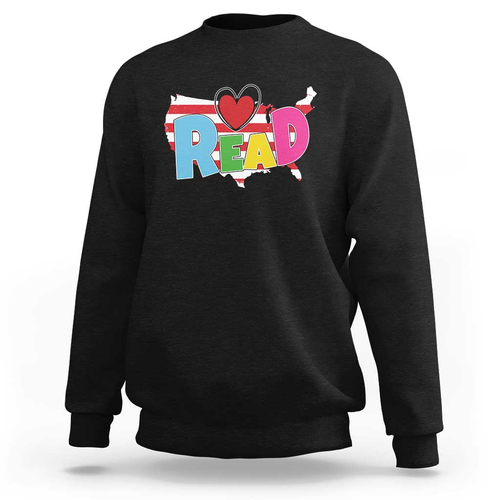 Read Lover America Map Sweatshirt National Reading Month Bookish Book Lovers