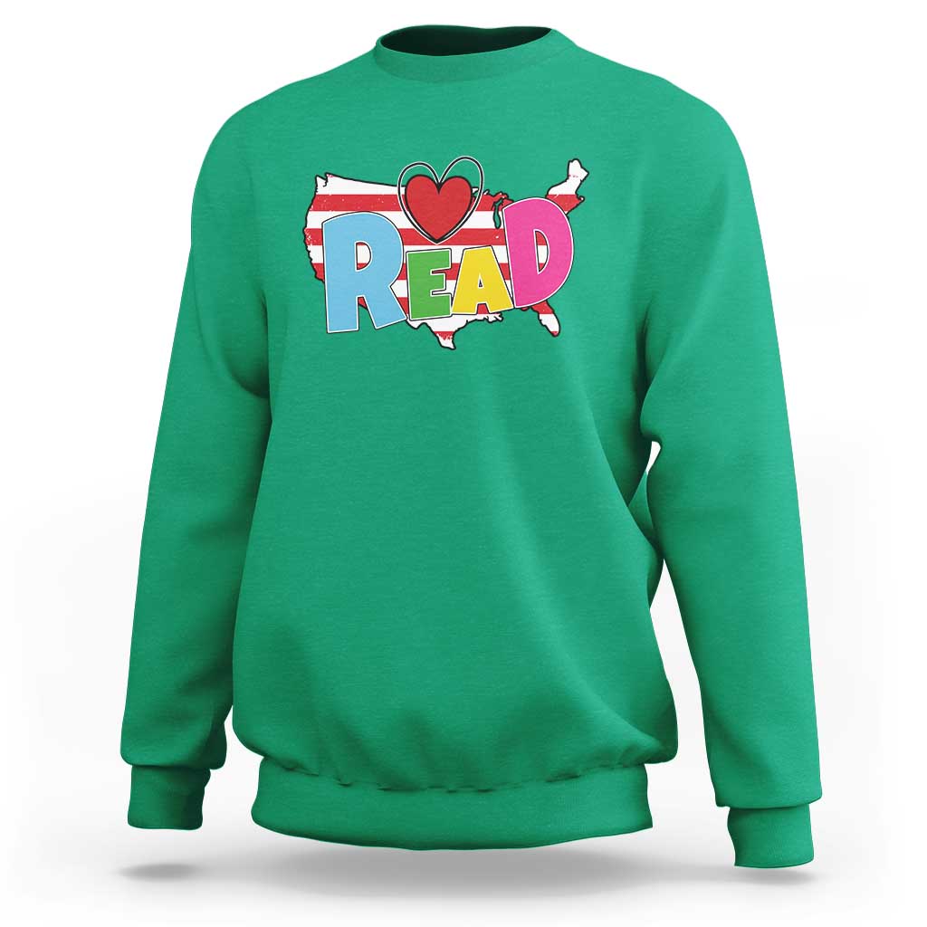Read Lover America Map Sweatshirt National Reading Month Bookish Book Lovers