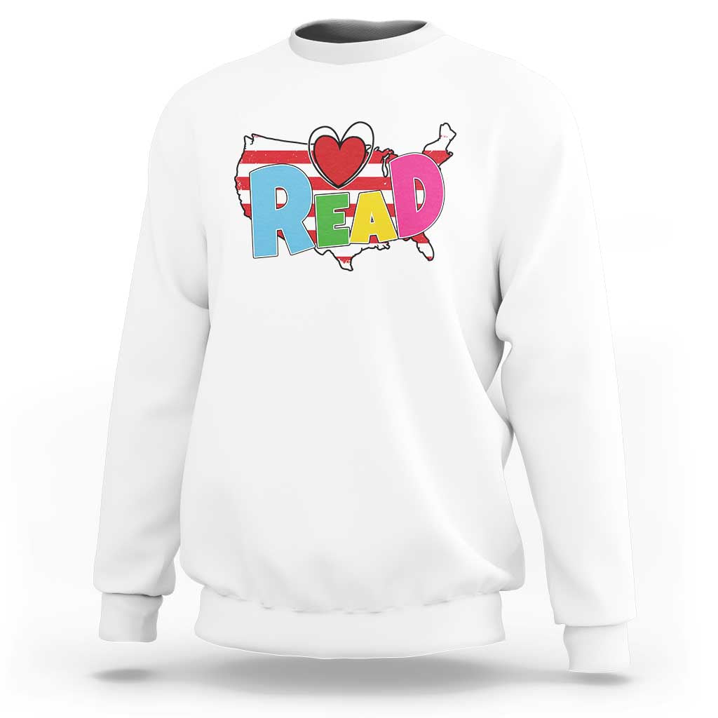 Read Lover America Map Sweatshirt National Reading Month Bookish Book Lovers