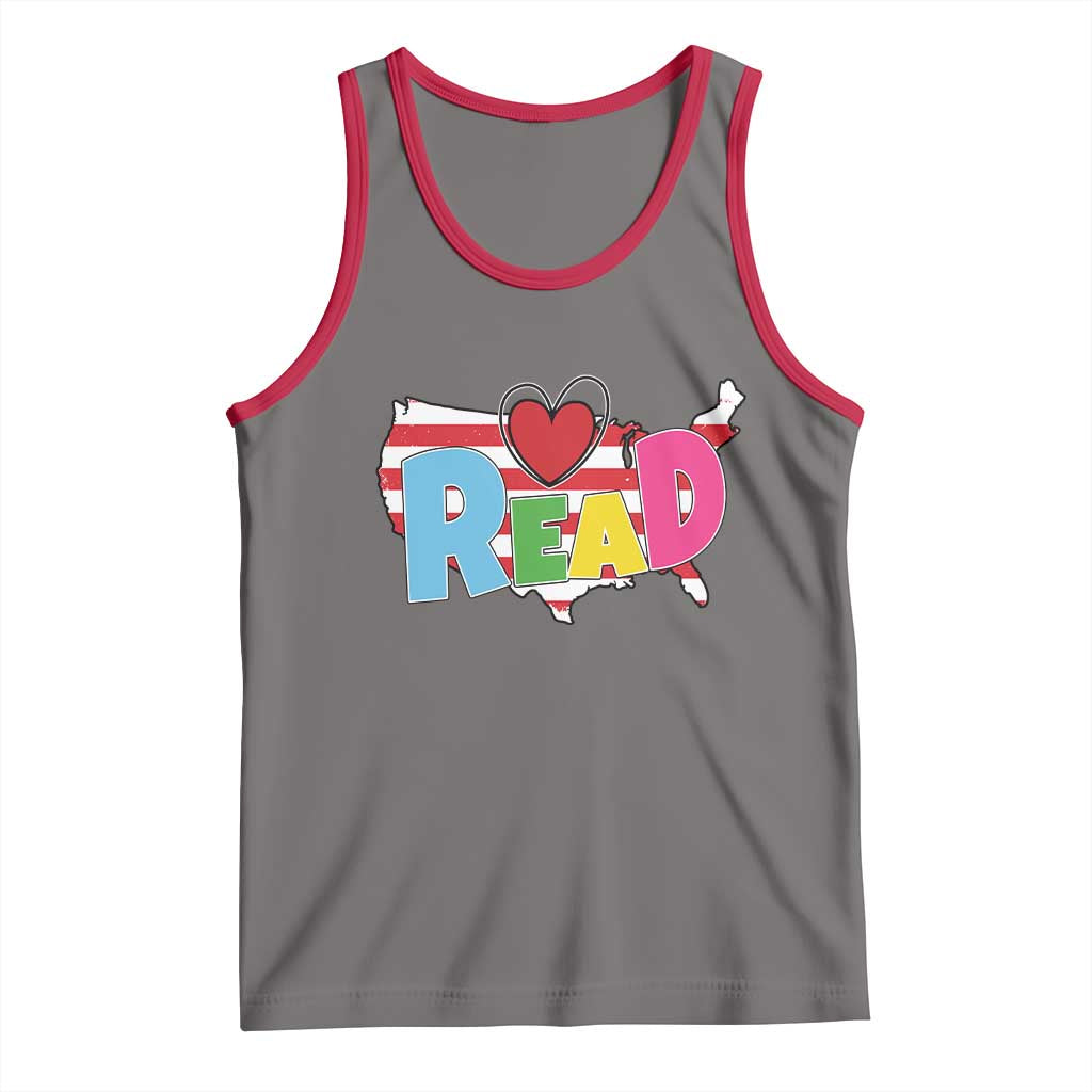 Read Lover America Map Tank Top National Reading Month Bookish Book Lovers