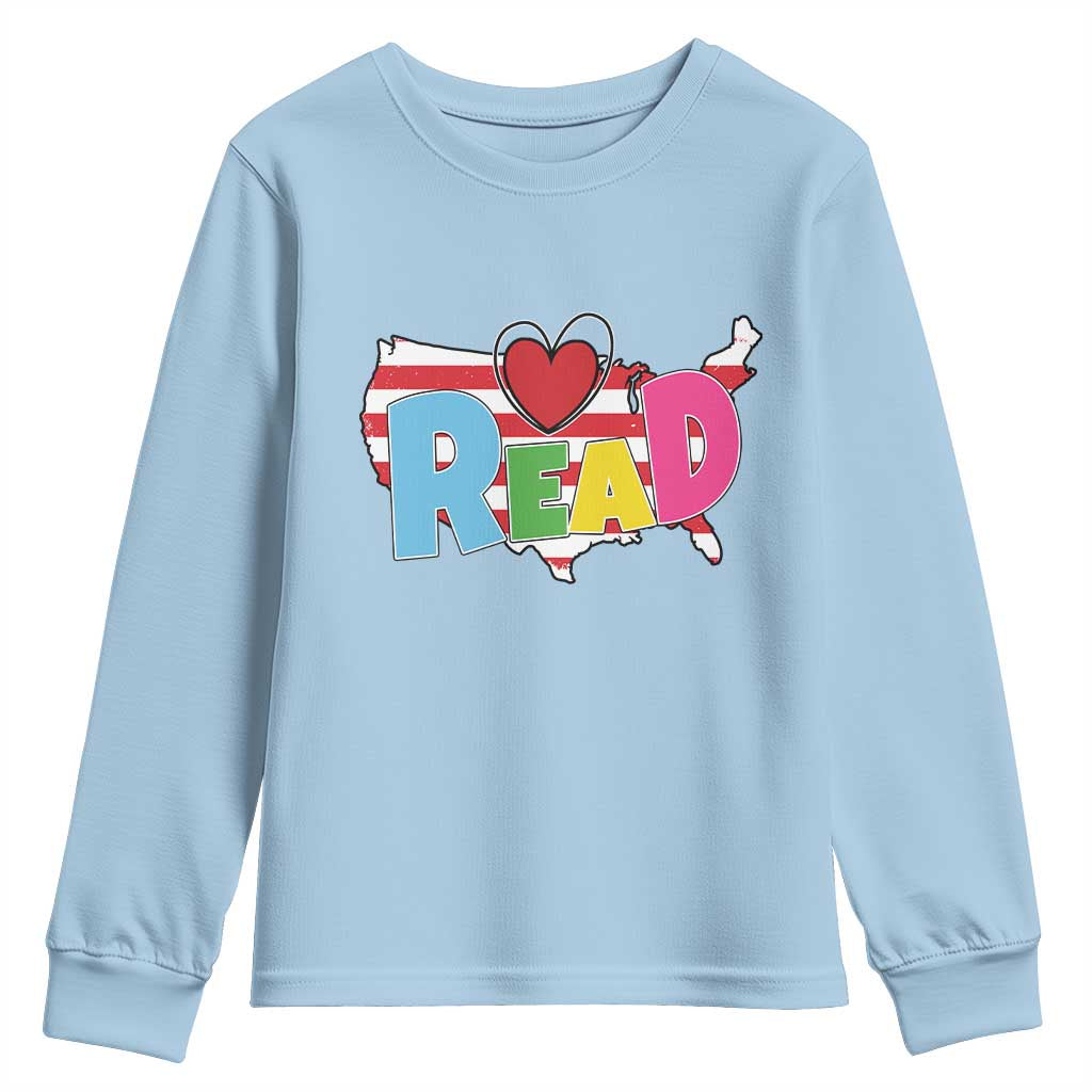 Read Lover America Map Youth Sweatshirt National Reading Month Bookish Book Lovers