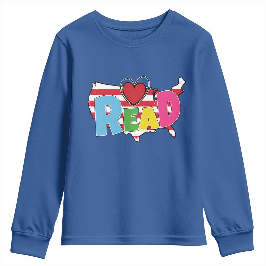 Read Lover America Map Youth Sweatshirt National Reading Month Bookish Book Lovers