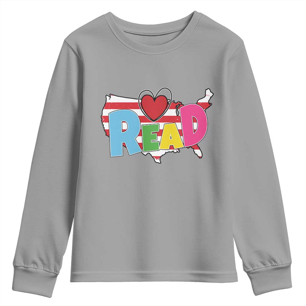 Read Lover America Map Youth Sweatshirt National Reading Month Bookish Book Lovers