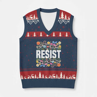 Floral Resist V-Neck Knit Sweater Vest Not My President Not My Voice Not My Values Not My Beliefs - Wonder Print Shop