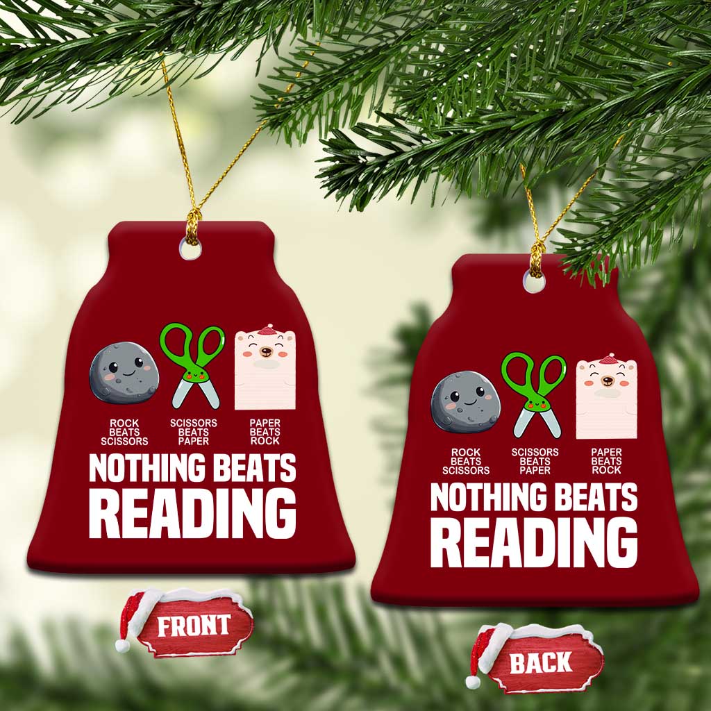 Nothing Beats Reading Ceramic Ornament Rock Paper Scissors Read Book Lovers - Wonder Print Shop