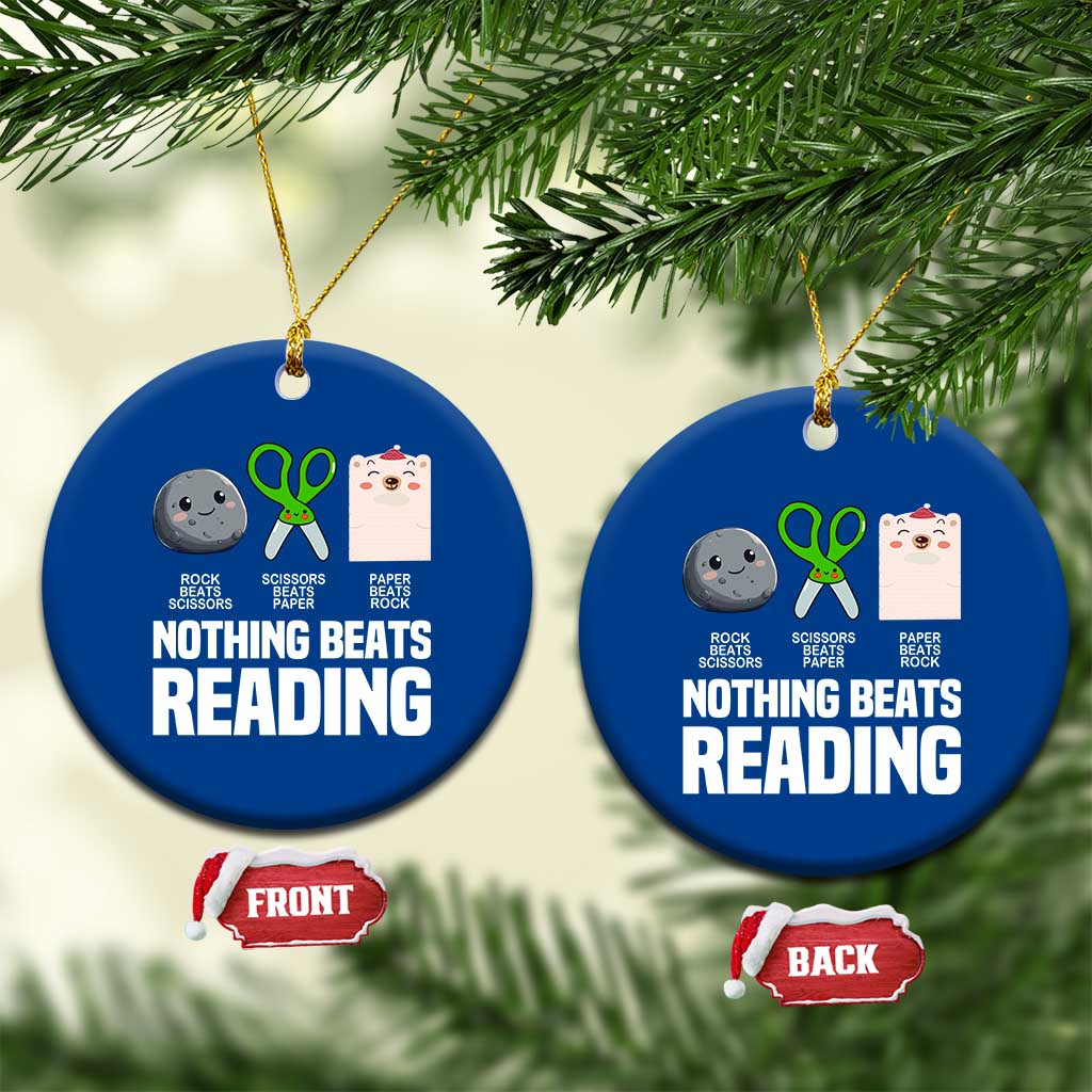 Nothing Beats Reading Ceramic Ornament Rock Paper Scissors Read Book Lovers - Wonder Print Shop