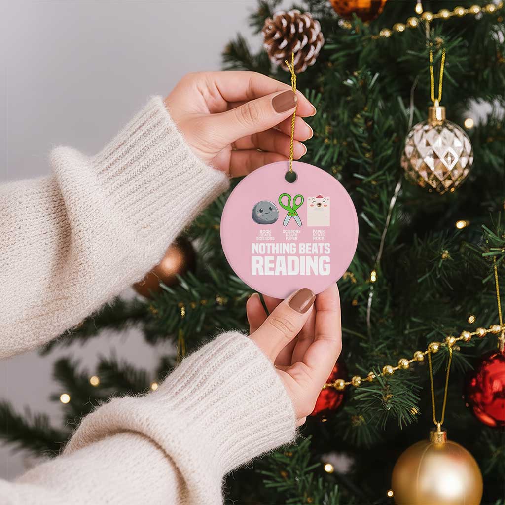 Nothing Beats Reading Ceramic Ornament Rock Paper Scissors Read Book Lovers - Wonder Print Shop