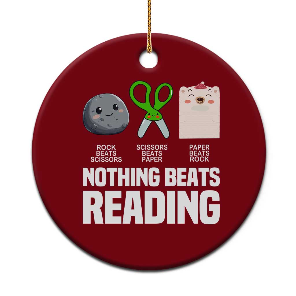 Nothing Beats Reading Ceramic Ornament Rock Paper Scissors Read Book Lovers - Wonder Print Shop