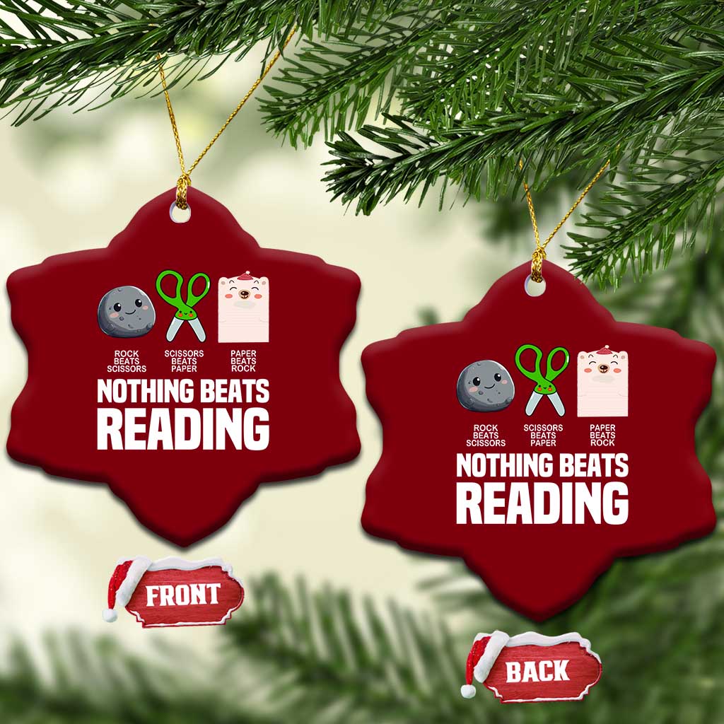 Nothing Beats Reading Ceramic Ornament Rock Paper Scissors Read Book Lovers - Wonder Print Shop