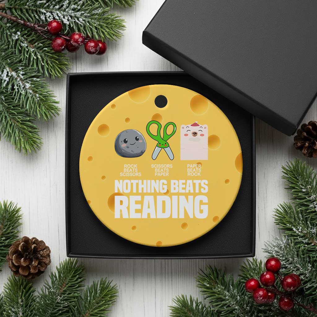 Nothing Beats Reading Ceramic Ornament Rock Paper Scissors Read Book Lovers - Wonder Print Shop