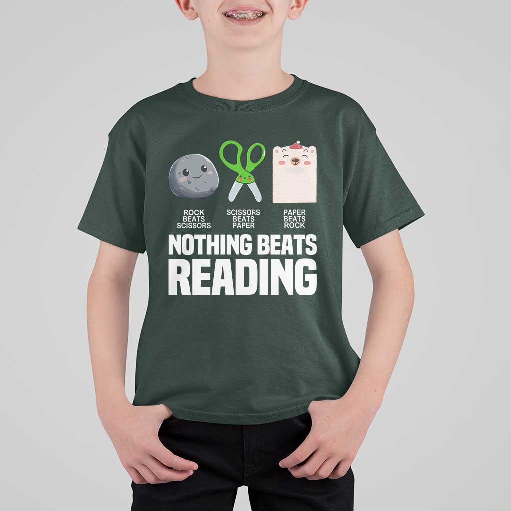 Nothing Beats Reading T Shirt For Kid Rock Paper Scissors Read Book Lovers