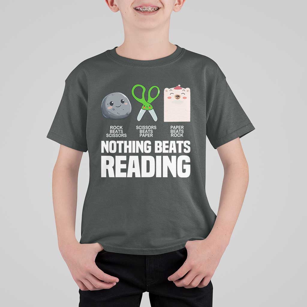 Nothing Beats Reading T Shirt For Kid Rock Paper Scissors Read Book Lovers