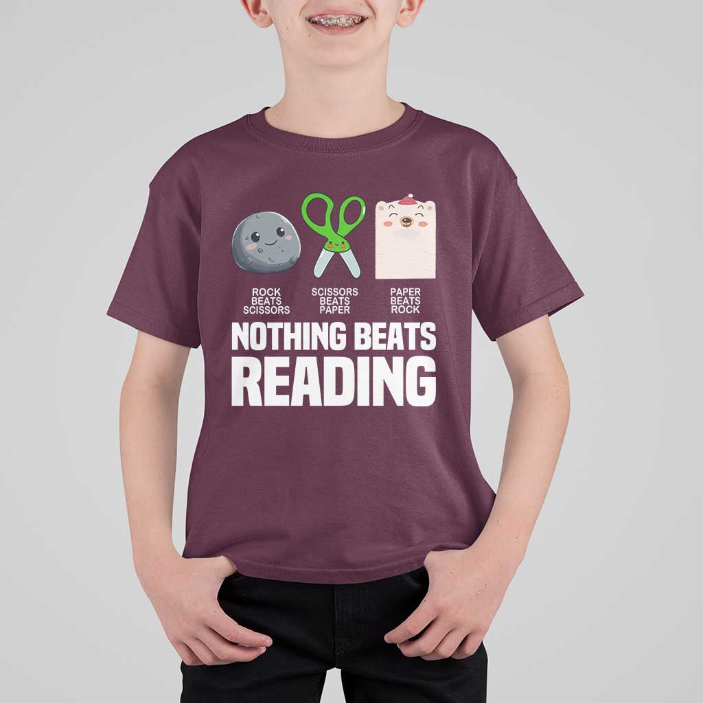 Nothing Beats Reading T Shirt For Kid Rock Paper Scissors Read Book Lovers