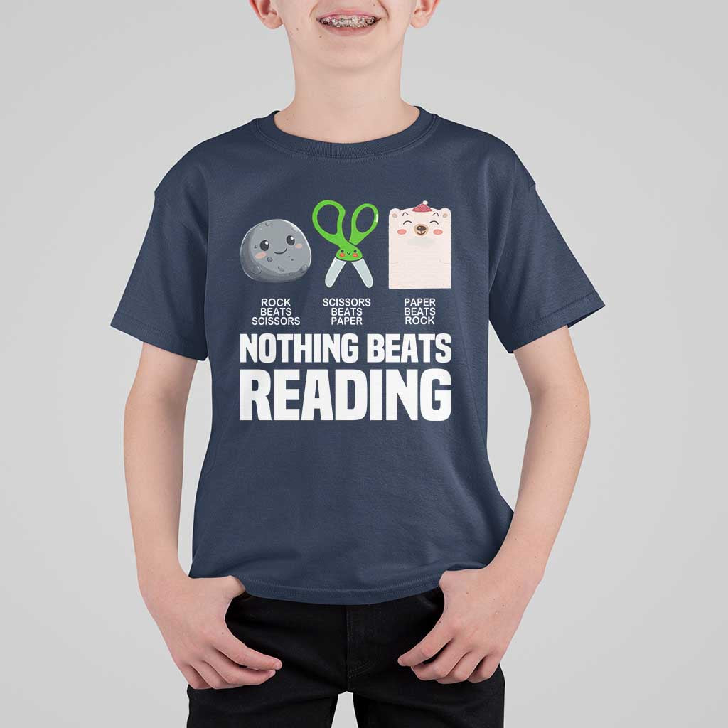 Nothing Beats Reading T Shirt For Kid Rock Paper Scissors Read Book Lovers