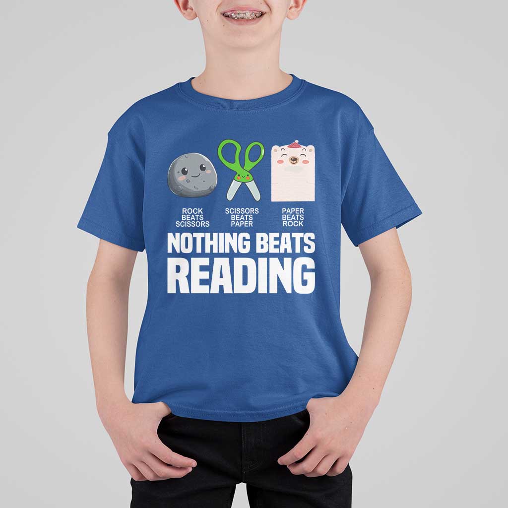 Nothing Beats Reading T Shirt For Kid Rock Paper Scissors Read Book Lovers