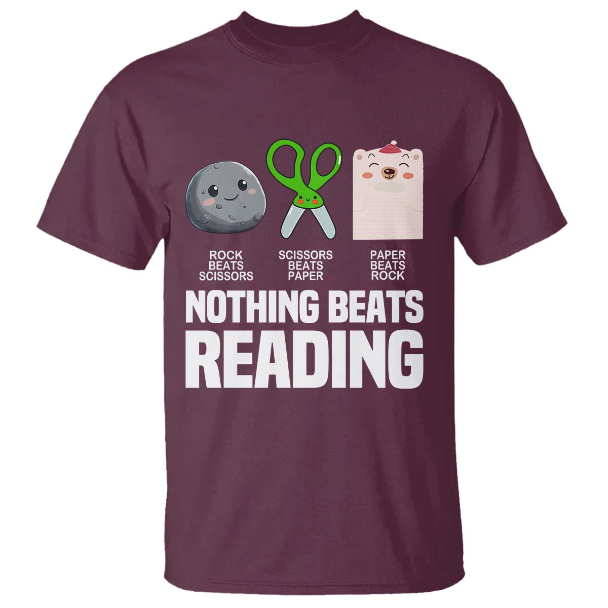 Nothing Beats Reading T Shirt Rock Paper Scissors Read Book Lovers