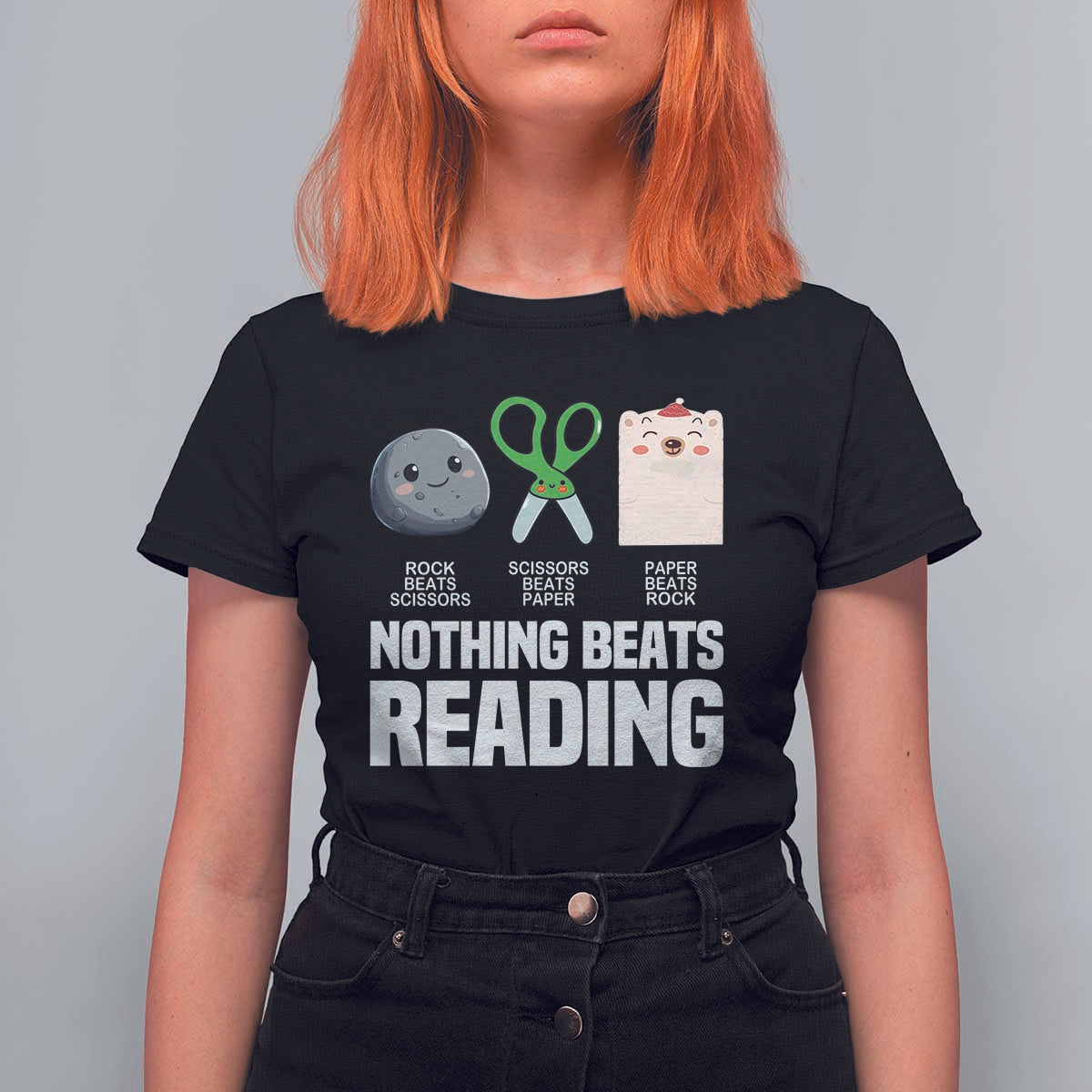 Nothing Beats Reading T Shirt For Women Rock Paper Scissors Read Book Lovers