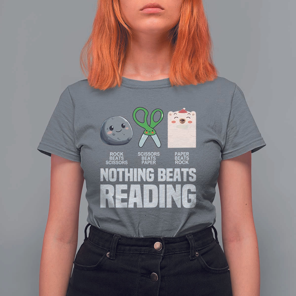 Nothing Beats Reading T Shirt For Women Rock Paper Scissors Read Book Lovers