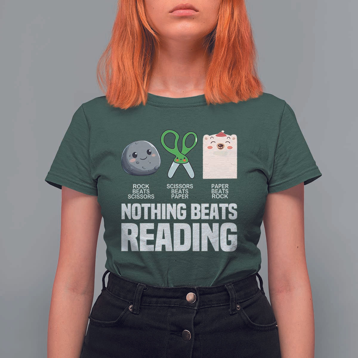 Nothing Beats Reading T Shirt For Women Rock Paper Scissors Read Book Lovers