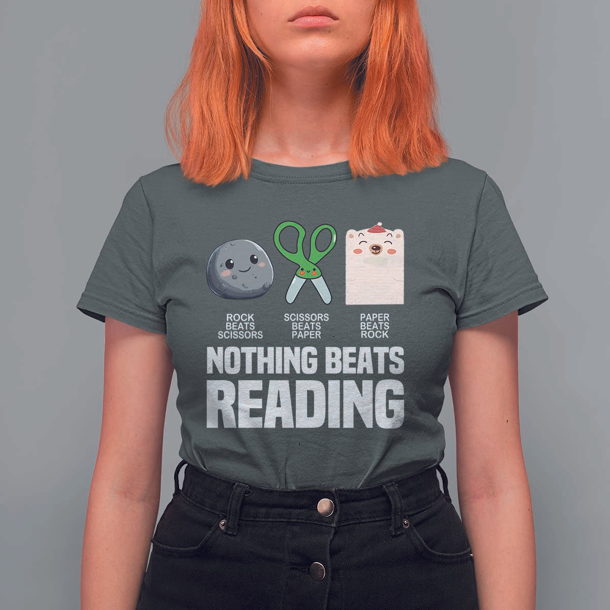 Nothing Beats Reading T Shirt For Women Rock Paper Scissors Read Book Lovers