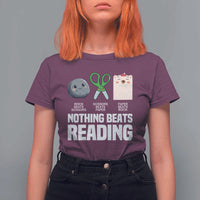 Nothing Beats Reading T Shirt For Women Rock Paper Scissors Read Book Lovers