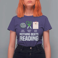 Nothing Beats Reading T Shirt For Women Rock Paper Scissors Read Book Lovers