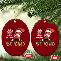 Autism Awareness Ceramic Ornament Why Fit In When You Were Born To Stand Out Cat In Hat - Wonder Print Shop