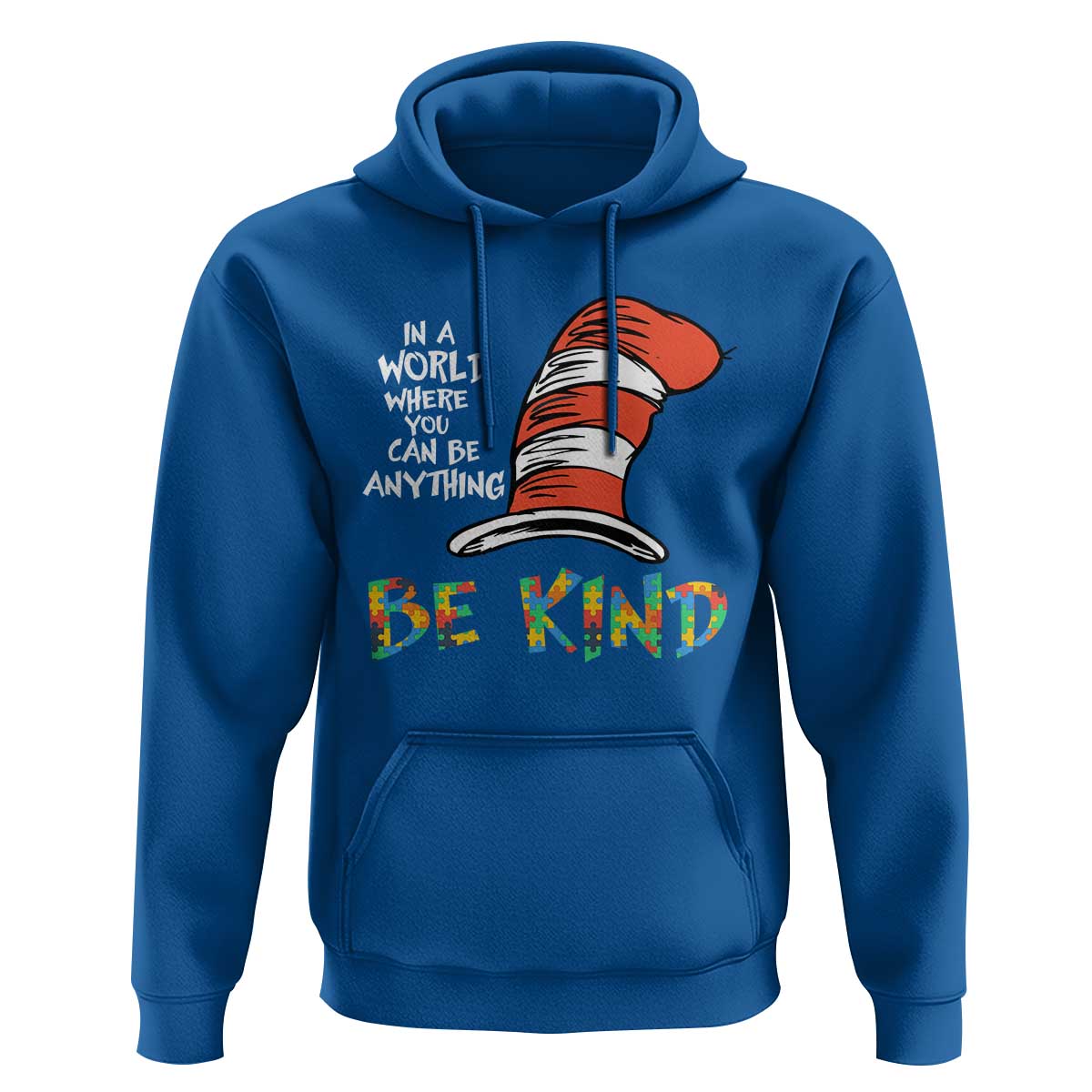 Autism Awareness Hoodie Why Fit In When You Were Born To Stand Out Cat In Hat