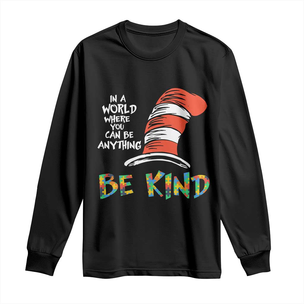 Autism Awareness Long Sleeve Shirt Why Fit In When You Were Born To Stand Out Cat In Hat