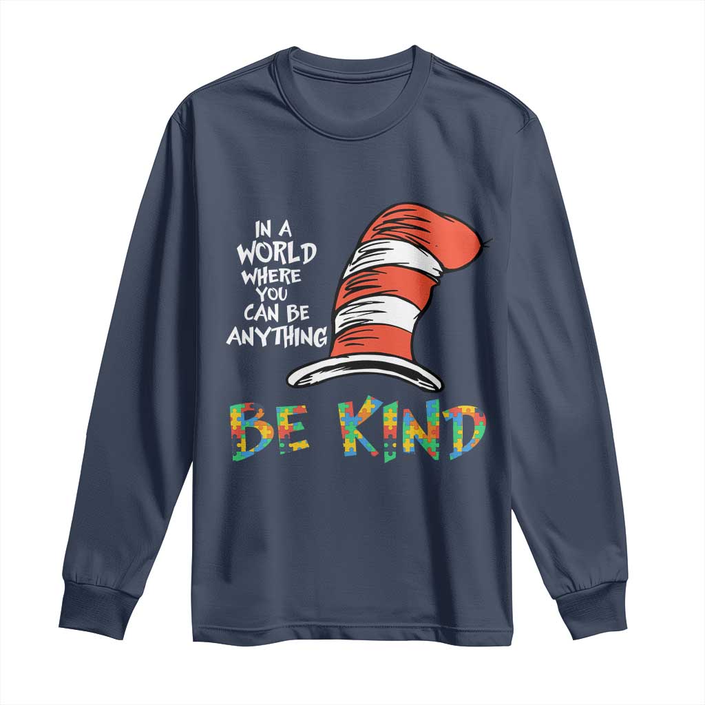 Autism Awareness Long Sleeve Shirt Why Fit In When You Were Born To Stand Out Cat In Hat