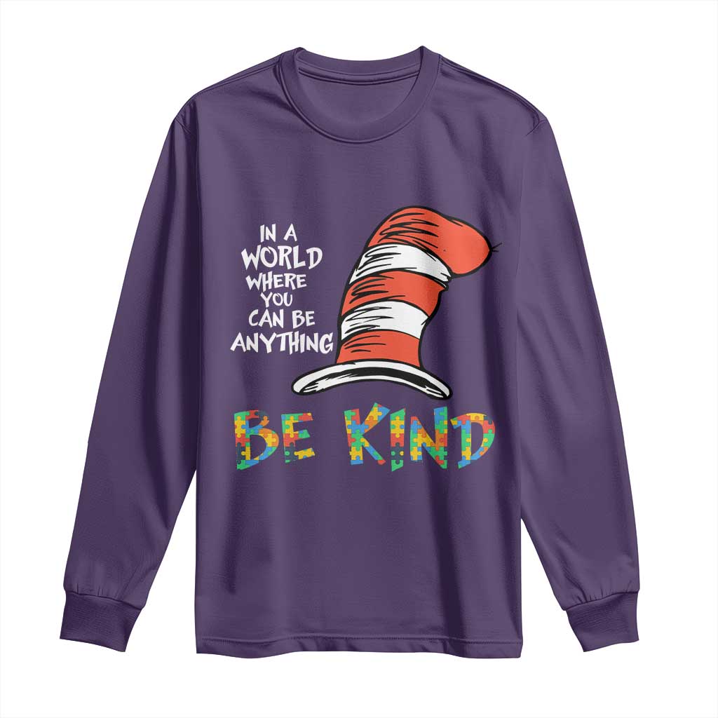 Autism Awareness Long Sleeve Shirt Why Fit In When You Were Born To Stand Out Cat In Hat