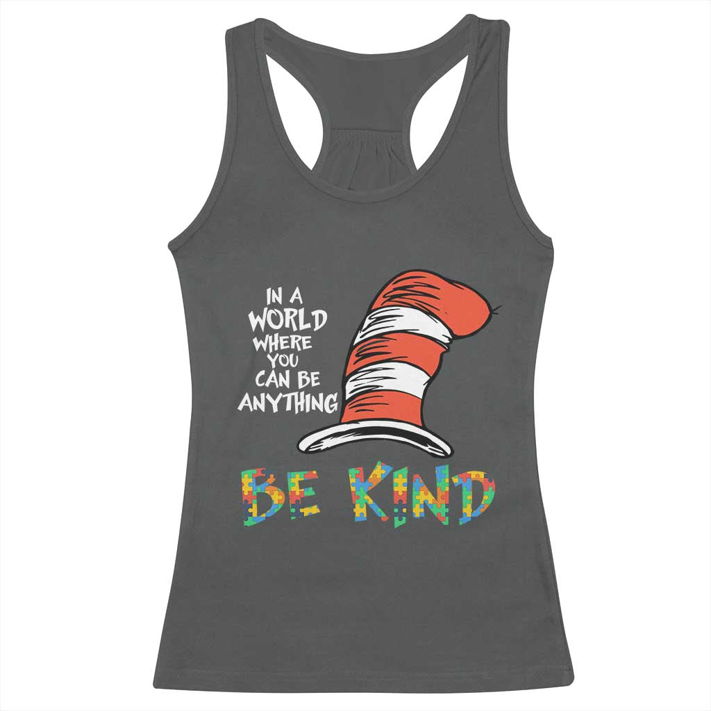 Autism Awareness Racerback Tank Top Why Fit In When You Were Born To Stand Out Cat In Hat