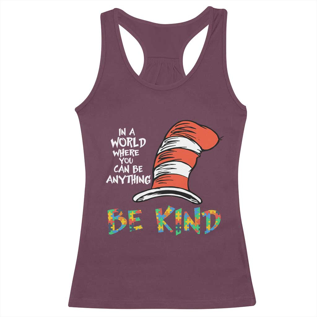 Autism Awareness Racerback Tank Top Why Fit In When You Were Born To Stand Out Cat In Hat