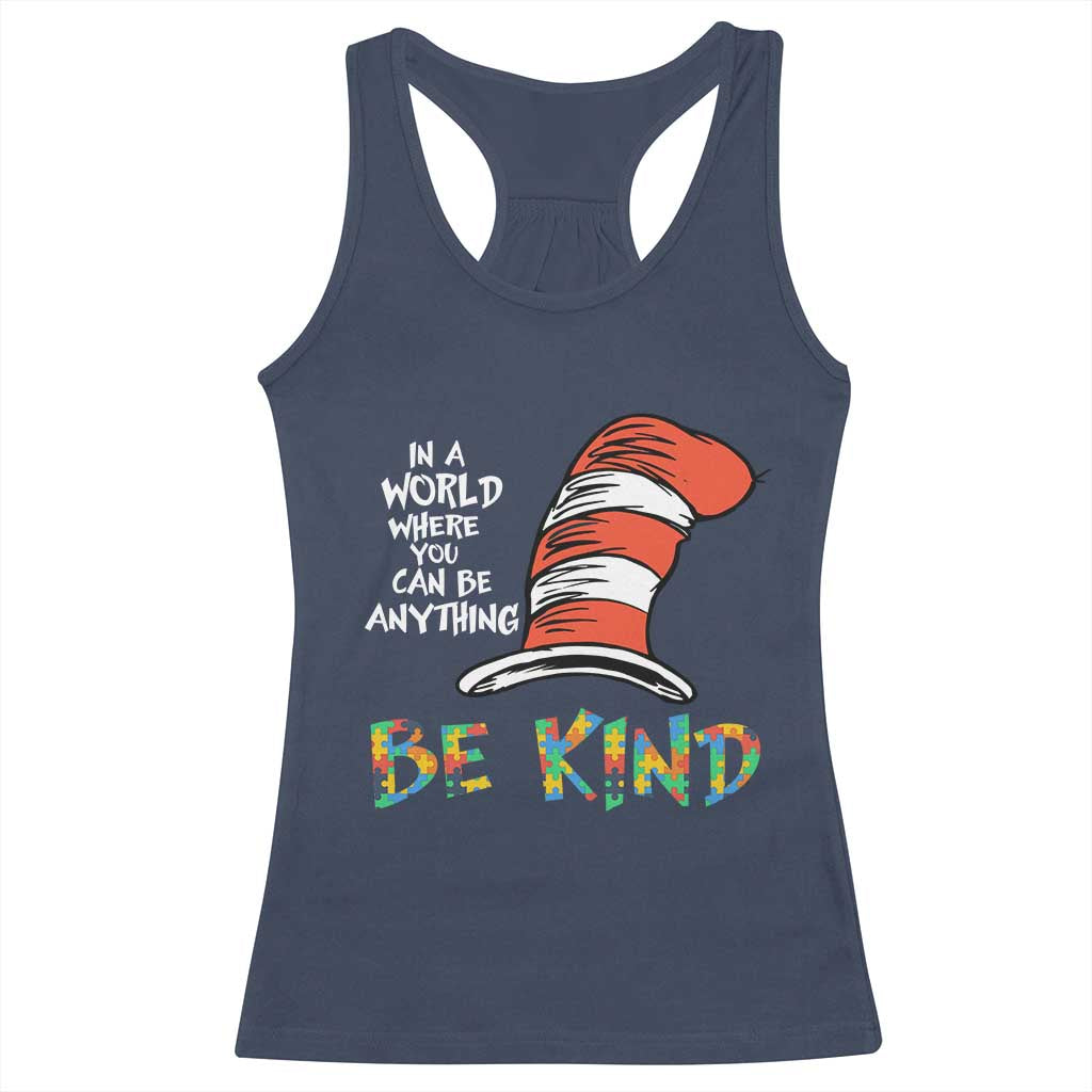 Autism Awareness Racerback Tank Top Why Fit In When You Were Born To Stand Out Cat In Hat