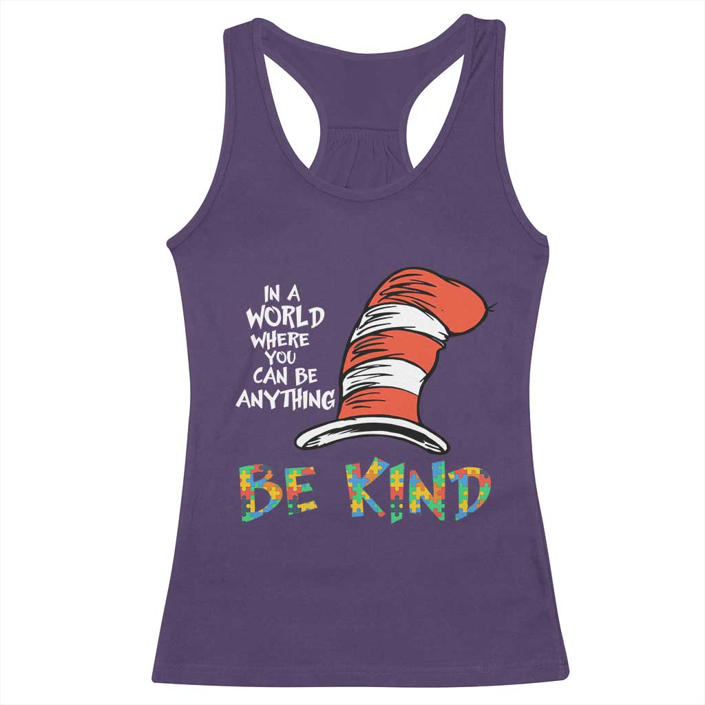 Autism Awareness Racerback Tank Top Why Fit In When You Were Born To Stand Out Cat In Hat