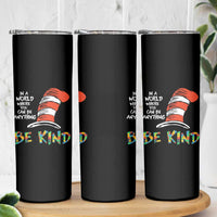 Autism Awareness Skinny Tumbler Why Fit In When You Were Born To Stand Out Cat In Hat