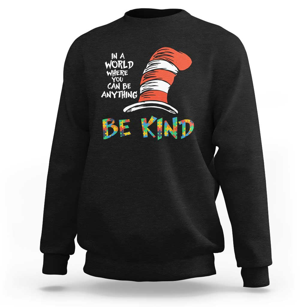 Autism Awareness Sweatshirt Why Fit In When You Were Born To Stand Out Cat In Hat