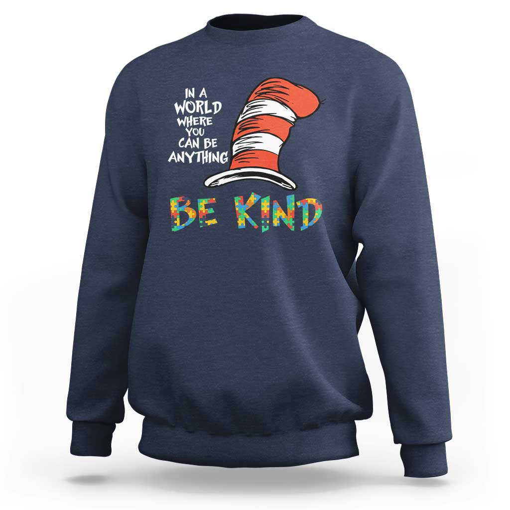 Autism Awareness Sweatshirt Why Fit In When You Were Born To Stand Out Cat In Hat
