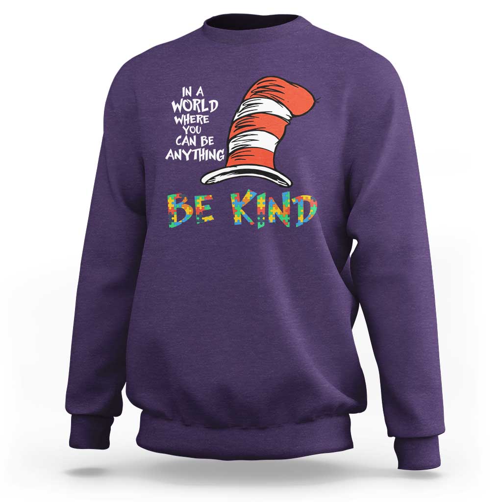 Autism Awareness Sweatshirt Why Fit In When You Were Born To Stand Out Cat In Hat