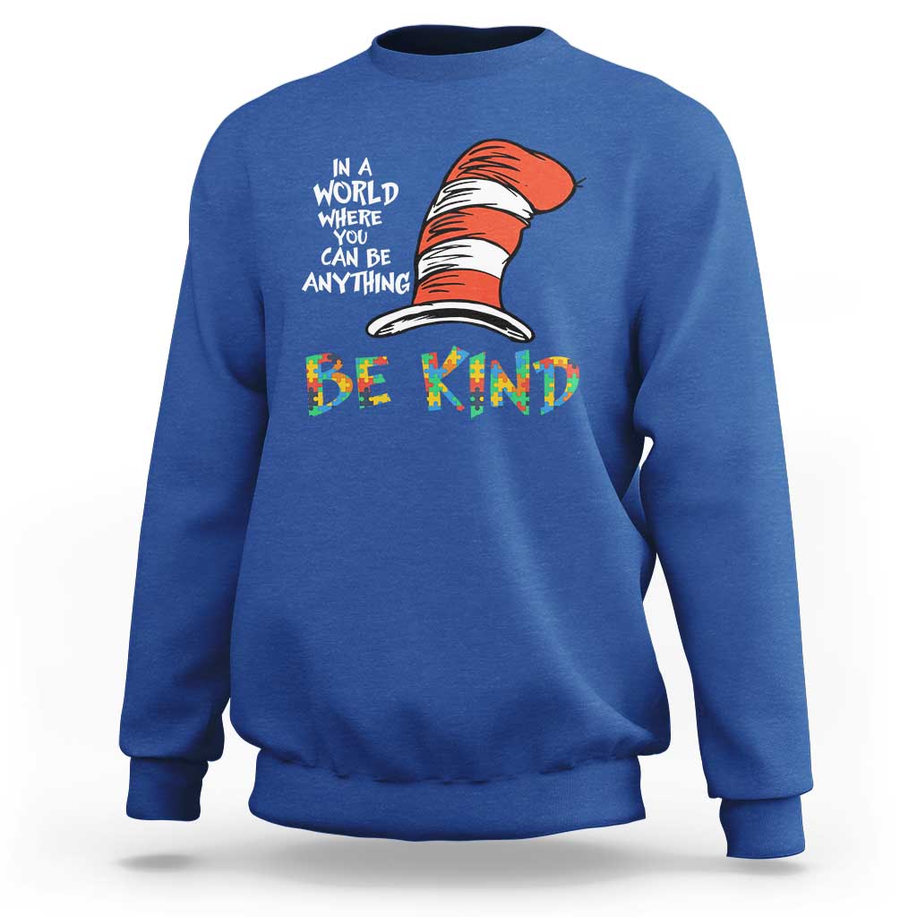 Autism Awareness Sweatshirt Why Fit In When You Were Born To Stand Out Cat In Hat