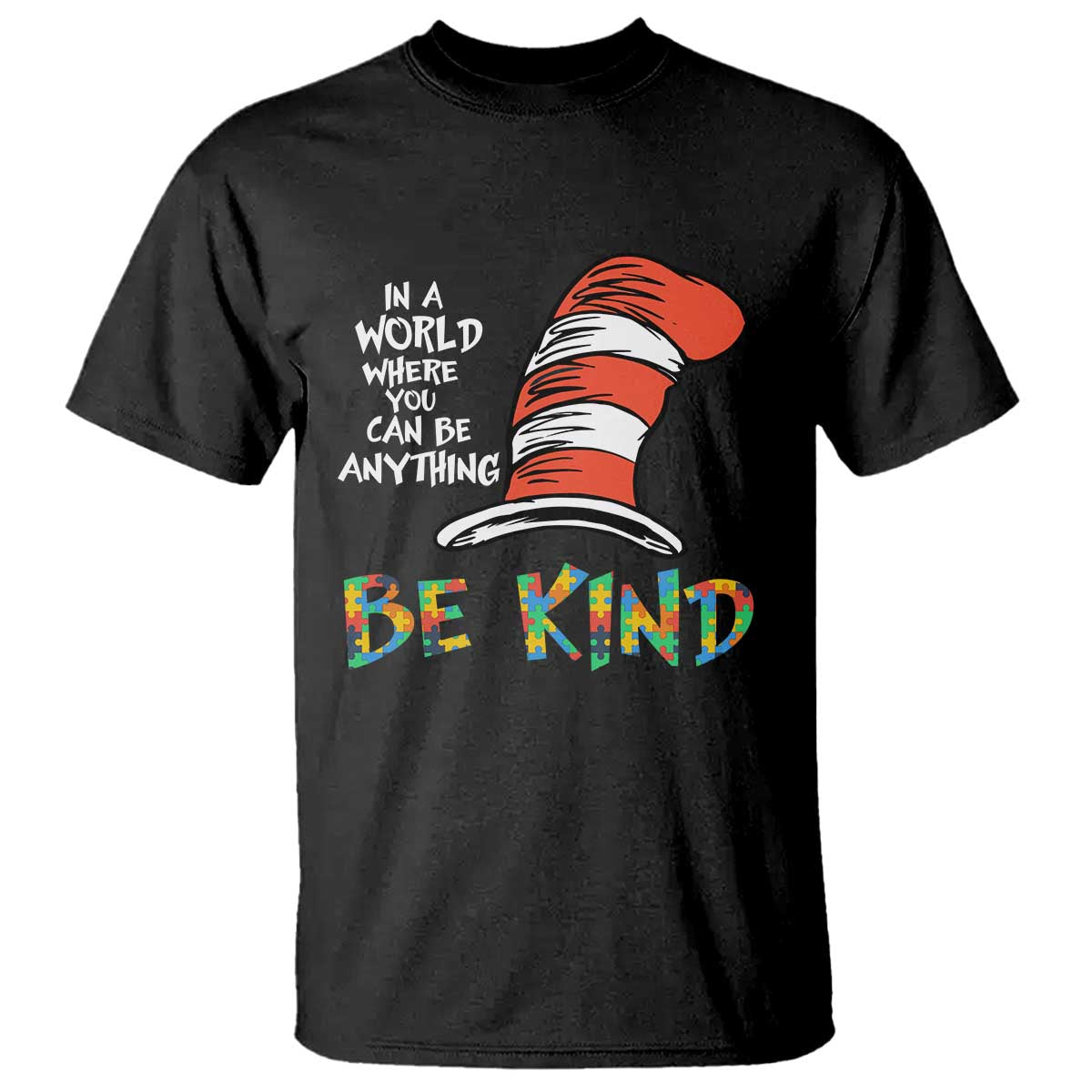 Autism Awareness T Shirt Why Fit In When You Were Born To Stand Out Cat In Hat