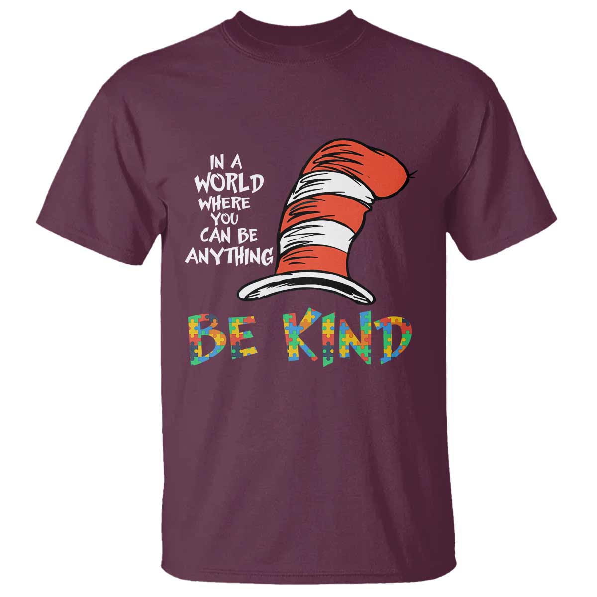 Autism Awareness T Shirt Why Fit In When You Were Born To Stand Out Cat In Hat