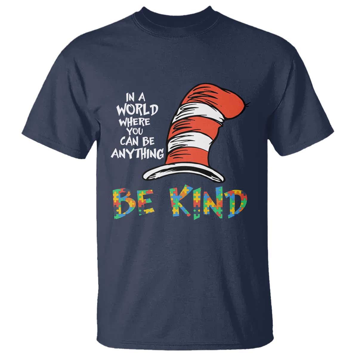 Autism Awareness T Shirt Why Fit In When You Were Born To Stand Out Cat In Hat