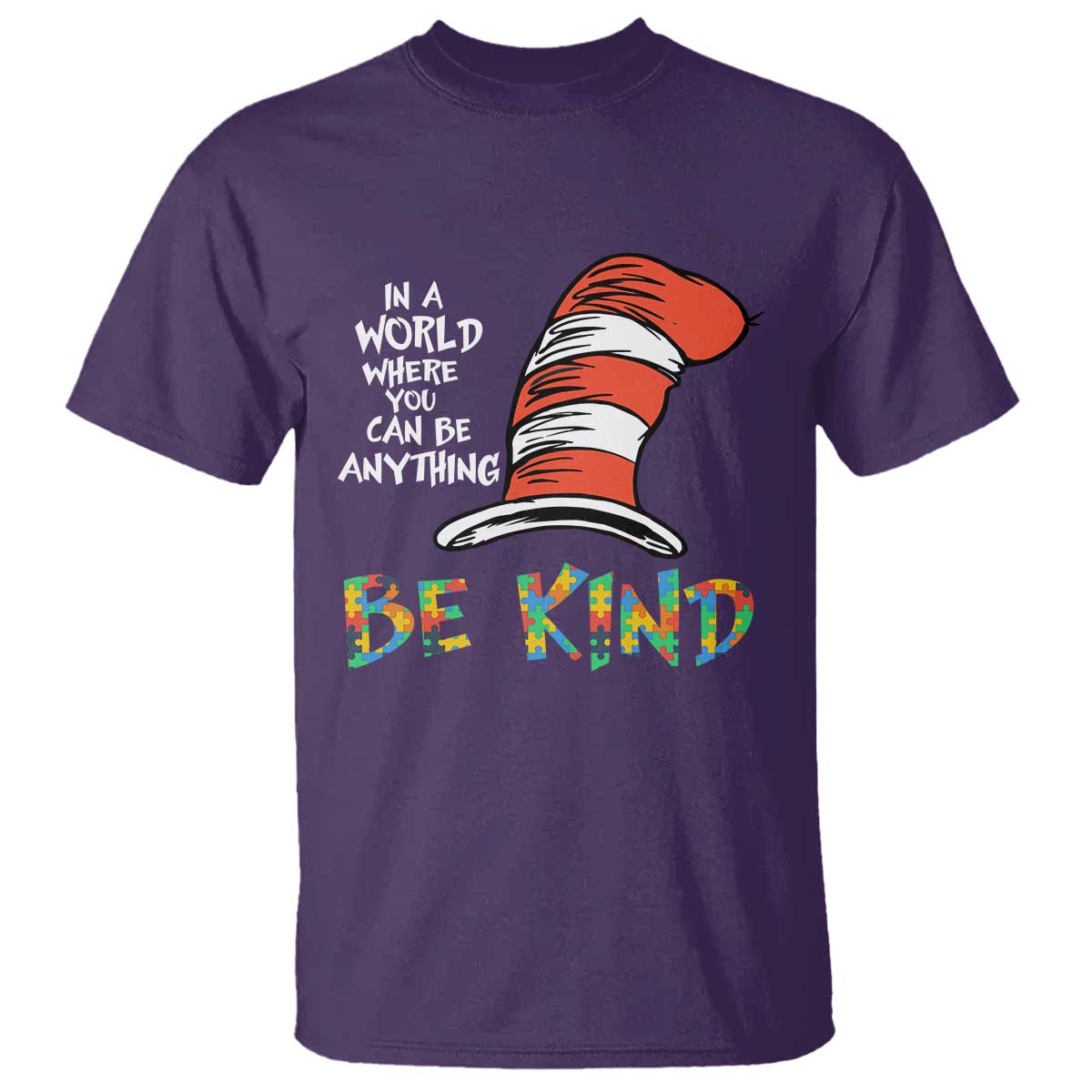 Autism Awareness T Shirt Why Fit In When You Were Born To Stand Out Cat In Hat