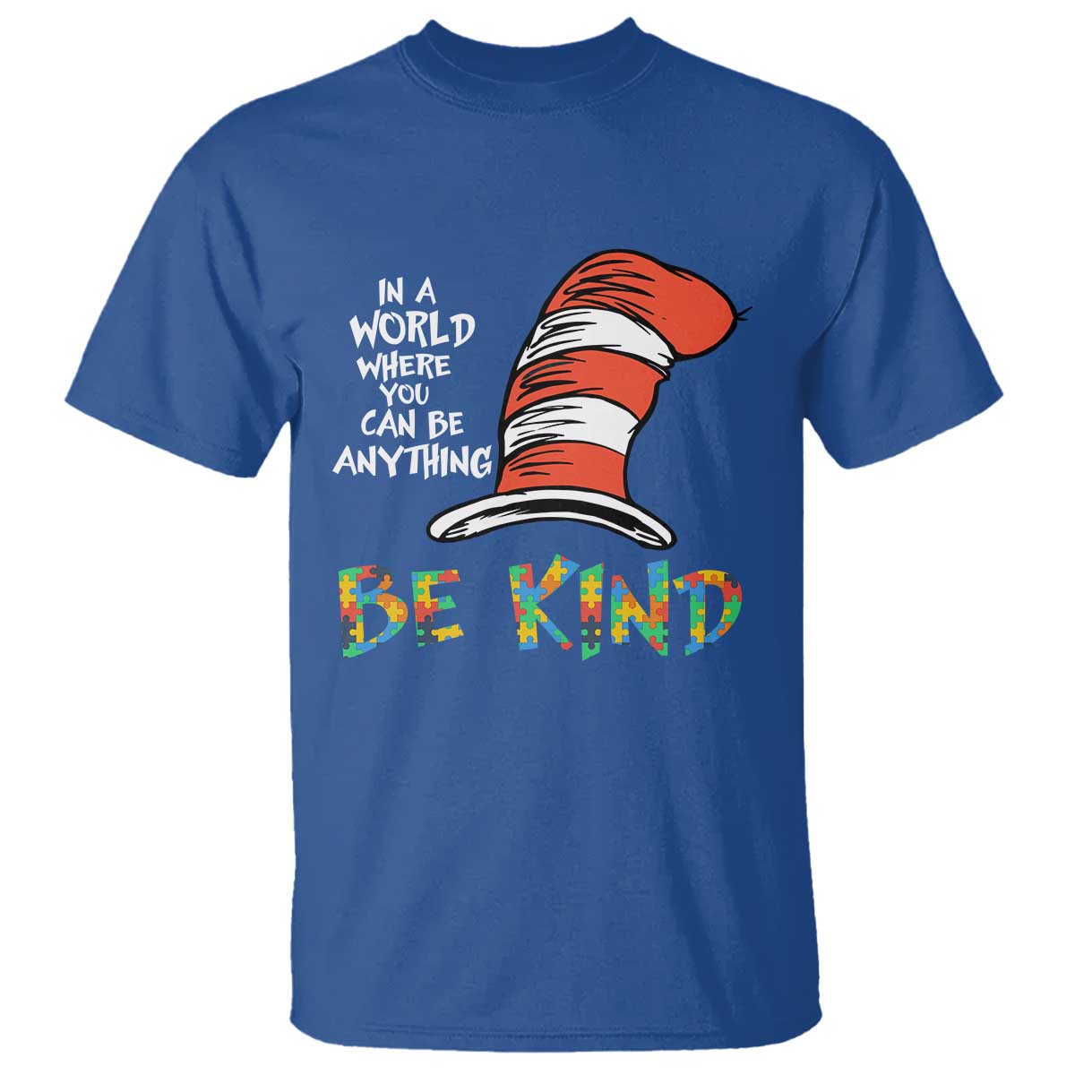 Autism Awareness T Shirt Why Fit In When You Were Born To Stand Out Cat In Hat