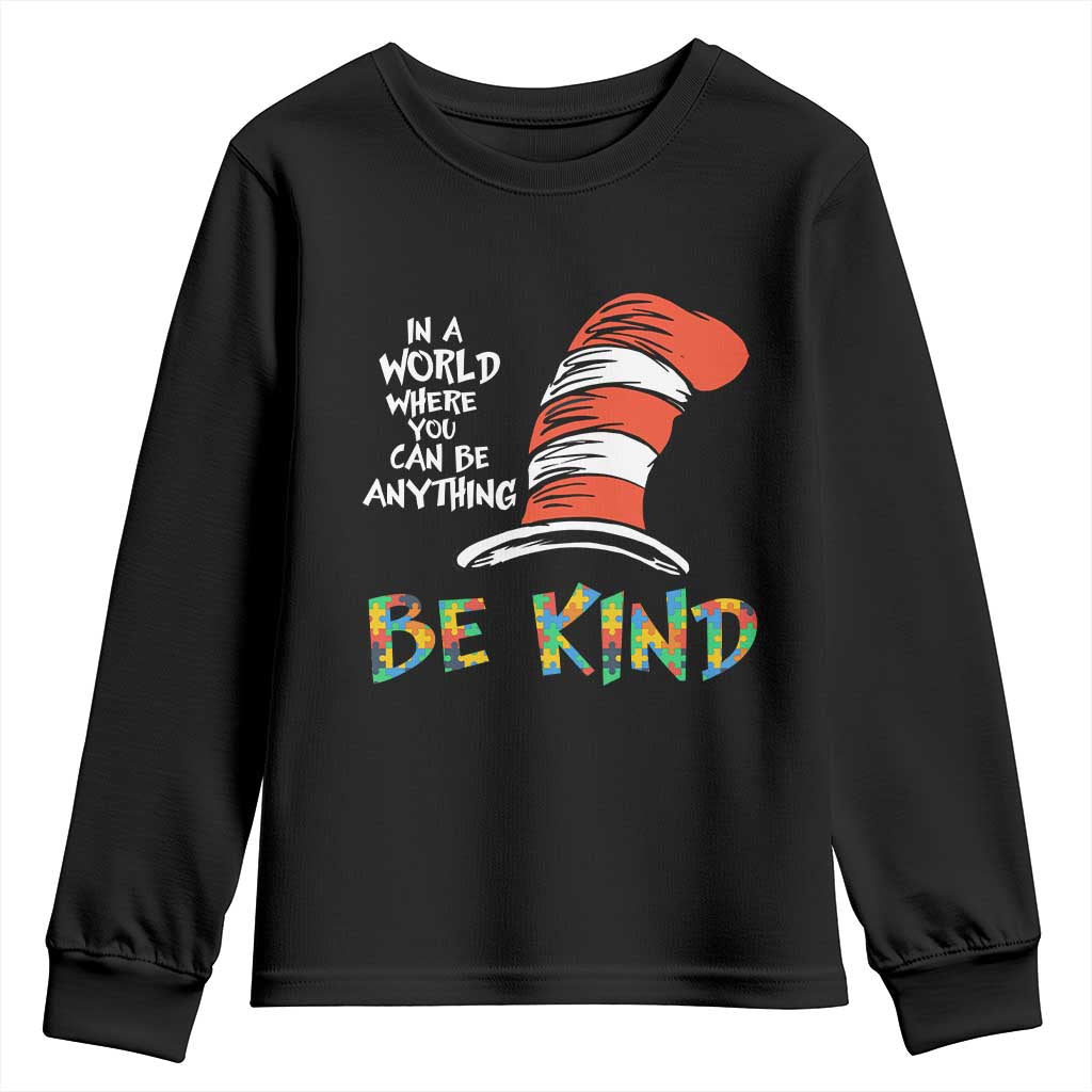 Autism Awareness Youth Sweatshirt Why Fit In When You Were Born To Stand Out Cat In Hat