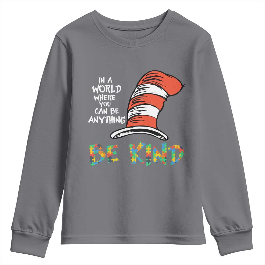 Autism Awareness Youth Sweatshirt Why Fit In When You Were Born To Stand Out Cat In Hat